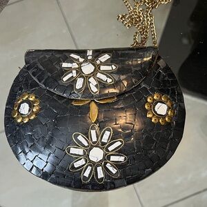 FROM ST XAVIER Black Mosaic Floral Women's Bag Shoulder Bag